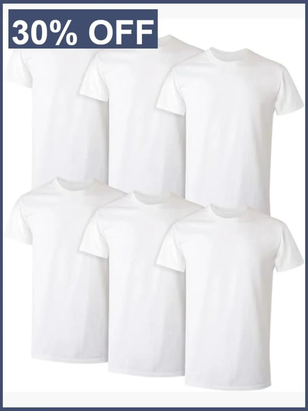 Men's Cotton Undershirt 6-Pack, Crew Neck, Stay-Tucked, Moisture Wicking,